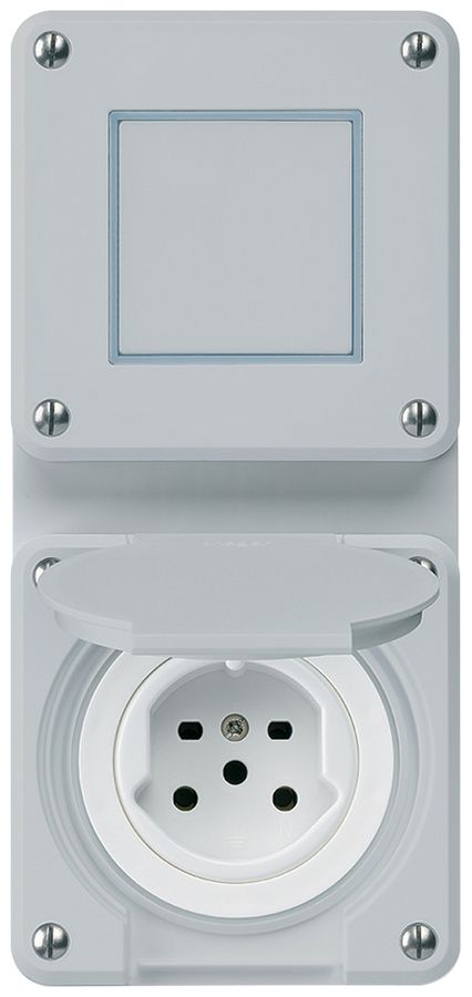 Combi ENC 2×1 HA robusto sch3/type 15 a.bornes enfichables a.couvercle gris