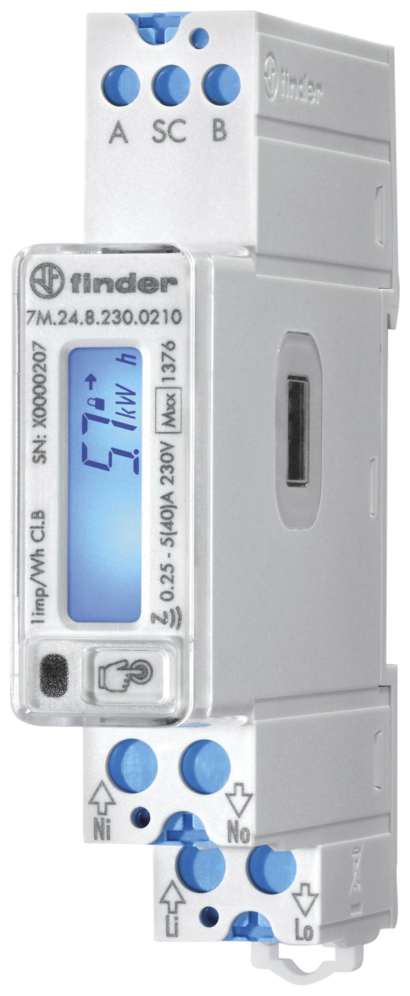 Compteur d'énergie AMD FINDER 7M.24 1L directe 40A électrique RS-485 S0 MID-EU