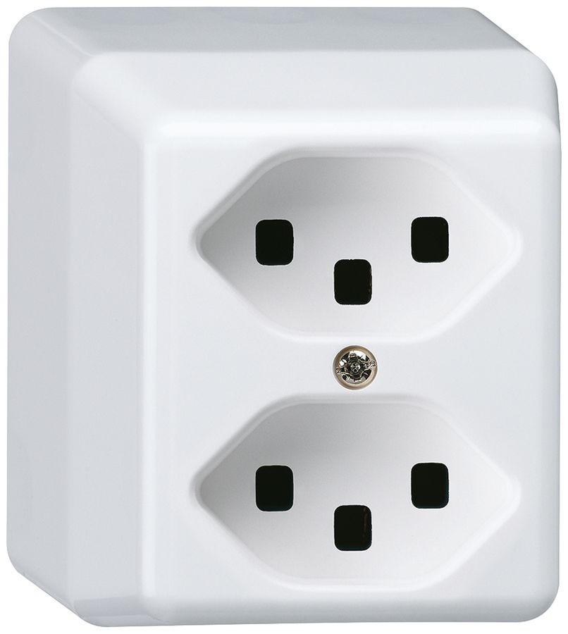 Presa AP basico 2×tipo 23 bianco per BOMI