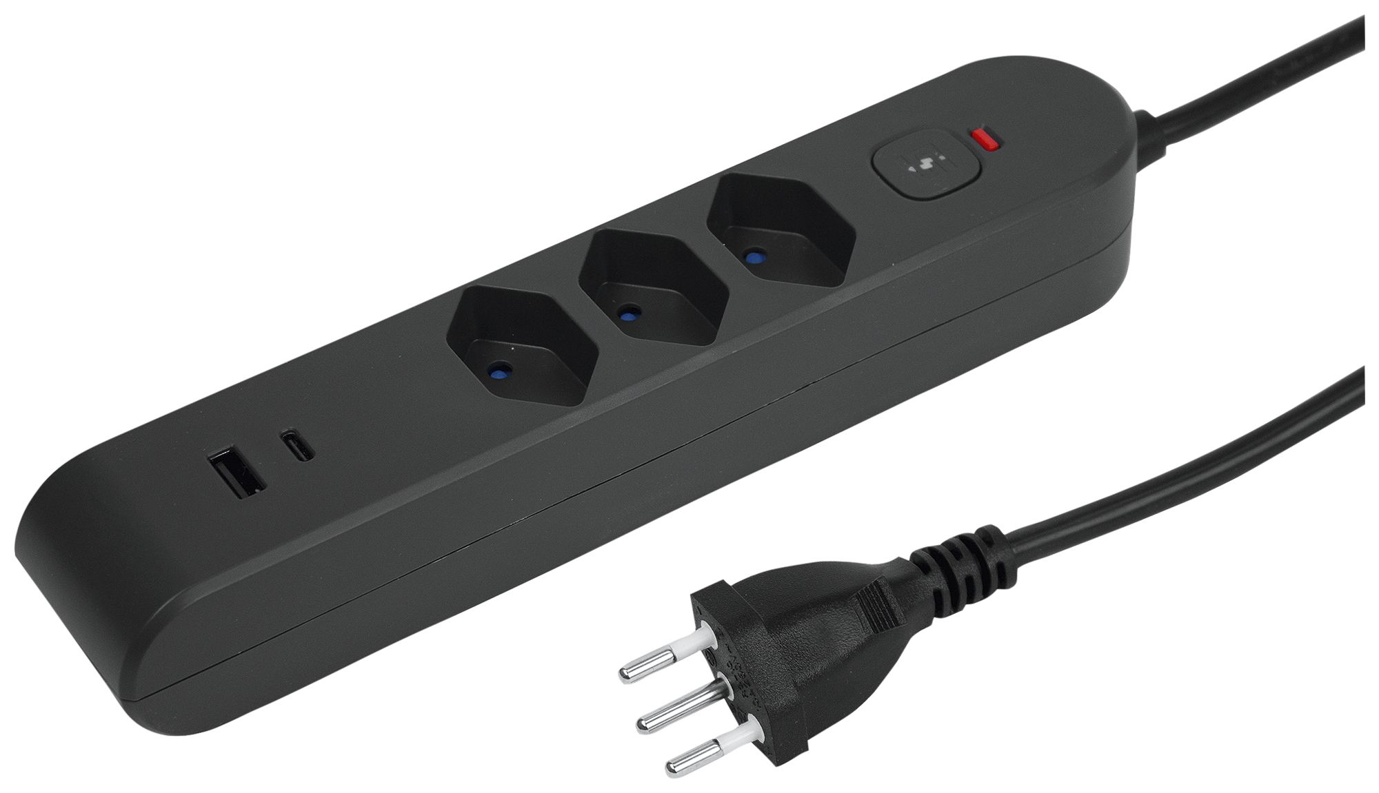 Steckdosenleiste Steffen STEBA IQ 3×T13 1×USB-A 1×USB-C PD 3m anthrazit