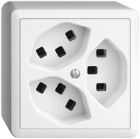 AP-Steckdose 3×T23 16A EDIZIOdue weiss, mit Steckklemmen