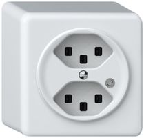 Prise AP origin 2×type 23 lum.vert 16A 230V 88×88×54mm blanc