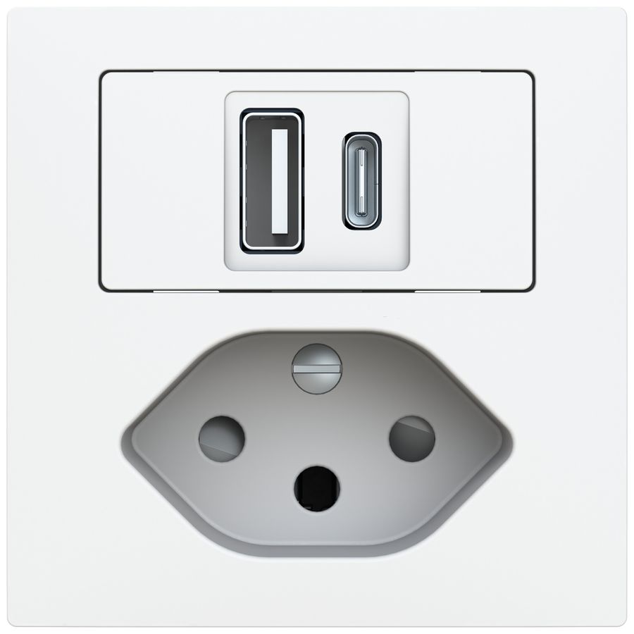 USB-Ladesteckdose ABB Sidus 1×USB-A 1×USB-C + T13 3000mA OUT:5V ws