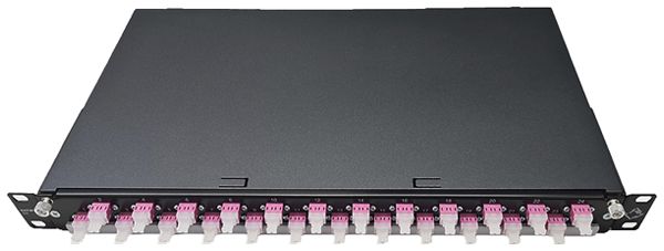 Breakoutbox 19" Dätwyler OV-SO 24×LCD/PC blau OS2 versetzt 1HE schwarz