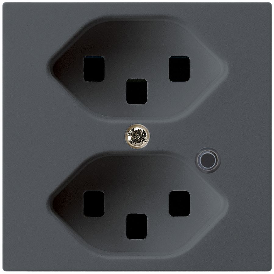 Steckdose Hager kallysto 2×T23 beleuchtet A anthrazit