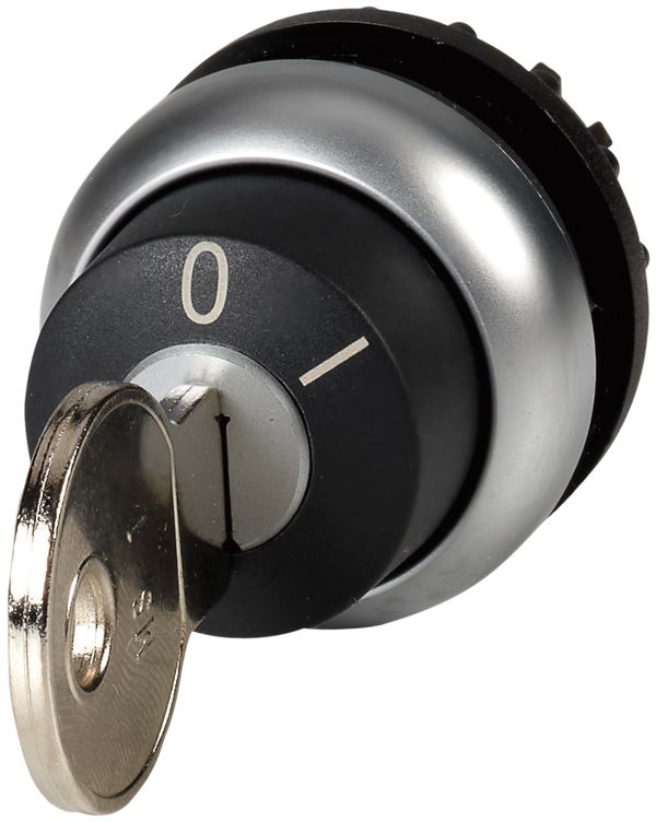 Bouton à clé ETN RMQ 2 pos. O-I à accrochage sz, Ring chromé