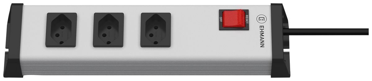 Prise multiple Steffen EHMANN 3×T13 10A 250V 3m matière synthétique gris