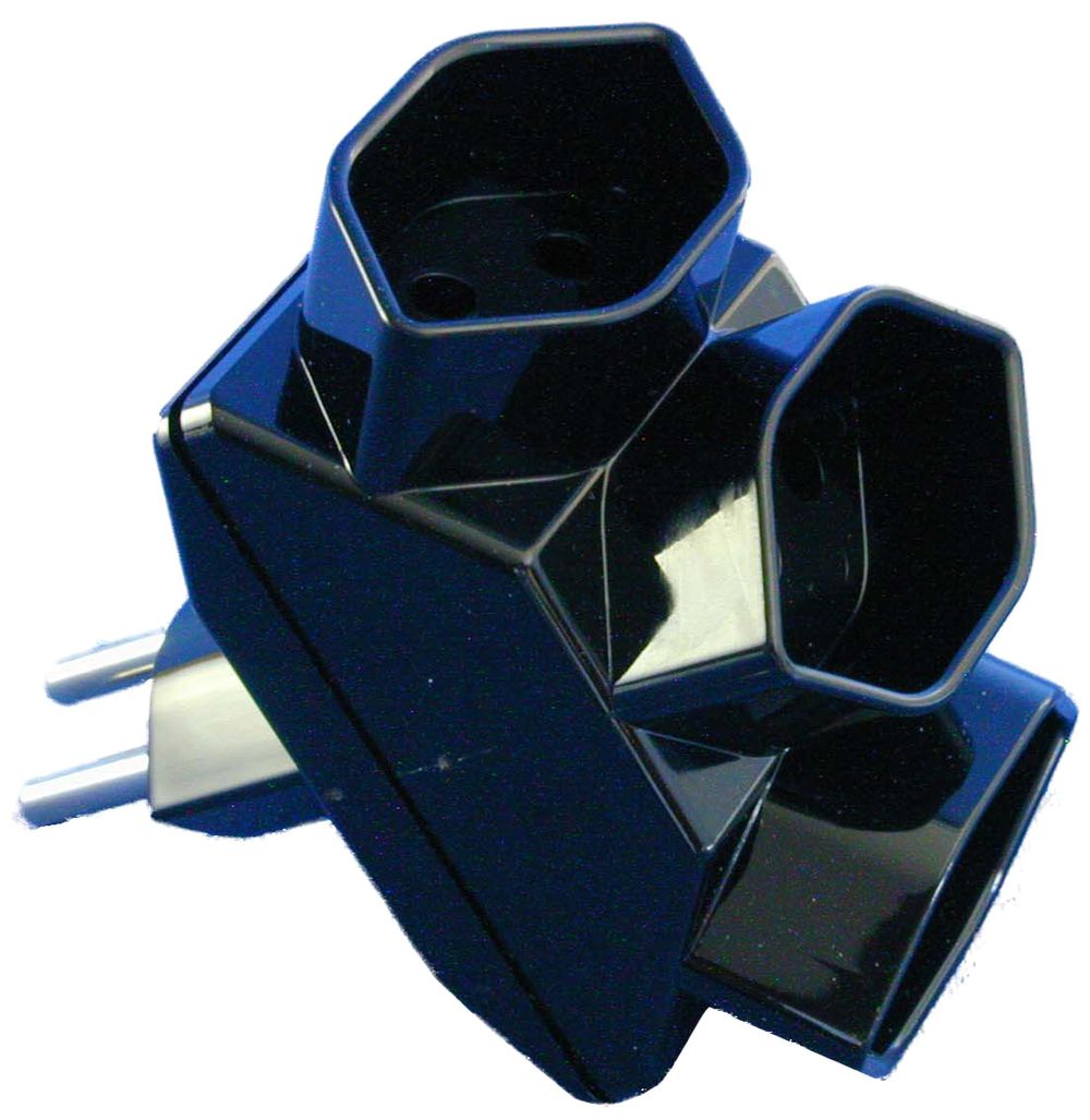 Fiche de dérivation 3×T13 noir, avec protection des enfants