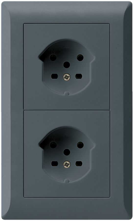 UP-Kombi 2×1 HA kallysto.line 2×Typ 15 mit Steckklemmen anthrazit