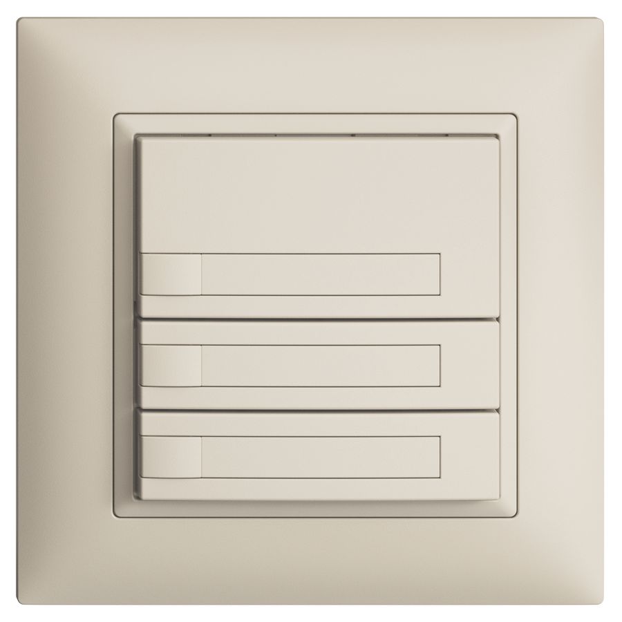 UP-KNX-Taster RGB EDUE FMI, 250mW, o.LED, m.Papier, 3×Taste, 1×Tastenb., crema