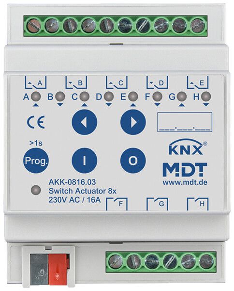 Actionneur-commutateur KNX AMD MDT AKK-0816.03 8-can 16A 230VAC 4UM