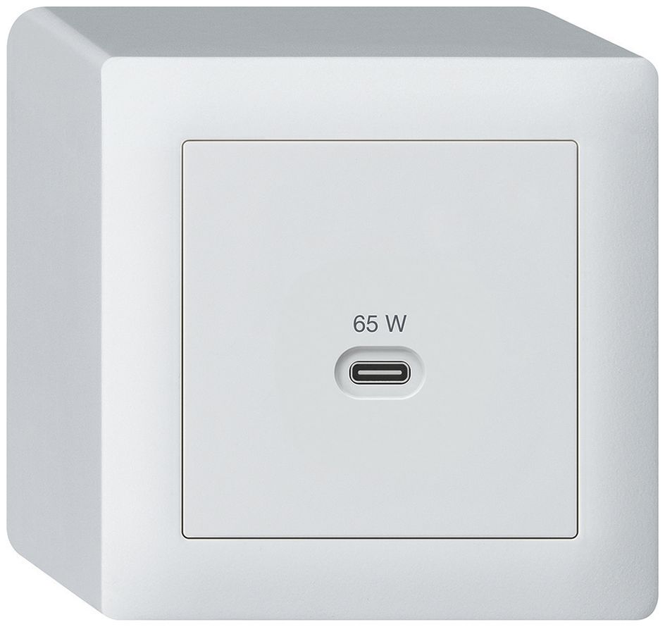 Prise de charge USB AP Hager kallysto type C 65W 3250mA blanc