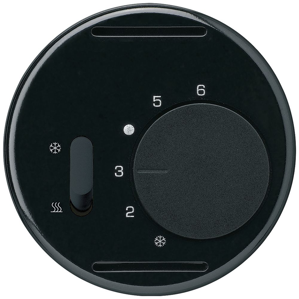 Frontscheibe Hager basico, für Thermostat mit Schalter Heizen/Kühlen, schwarz