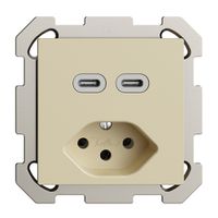 Prise ENC USB 2×type C + type 13 Feller EDIZIOdue FM 230V 3000mA vanille