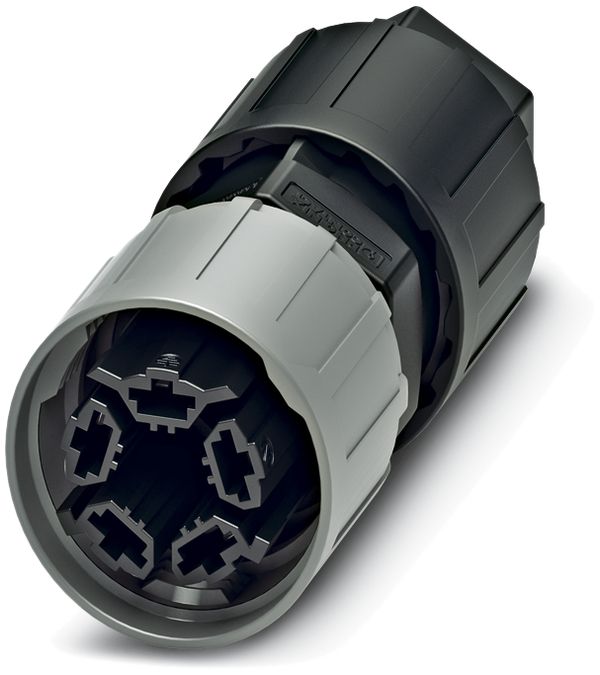 Steckverbinder QUICKON 4LPE 1.5mm² Ø5…10mm mit Mutter schwarz/grau