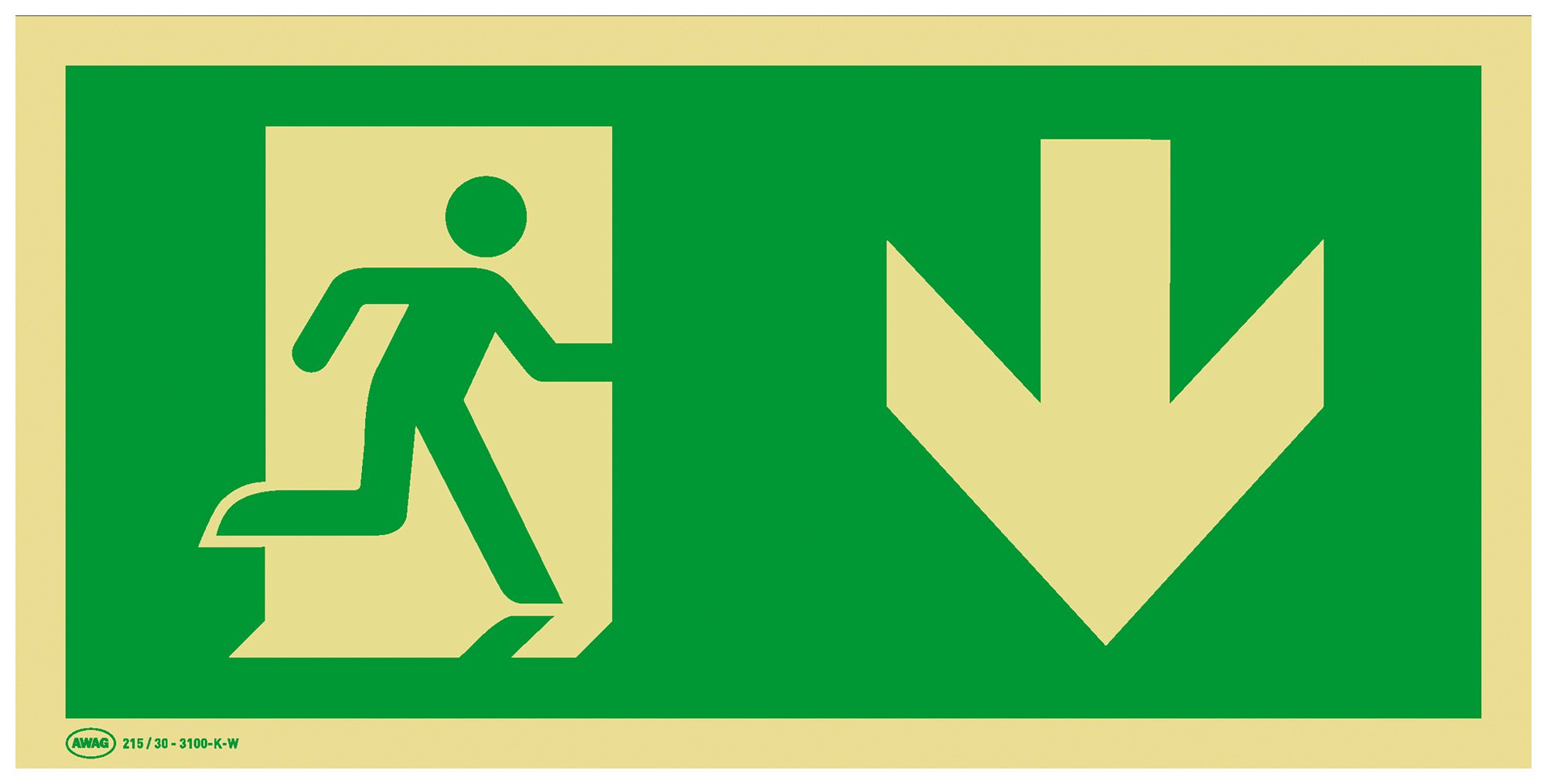 Panneau de signalisation de secours AWAG flèche vers le bas 300mm