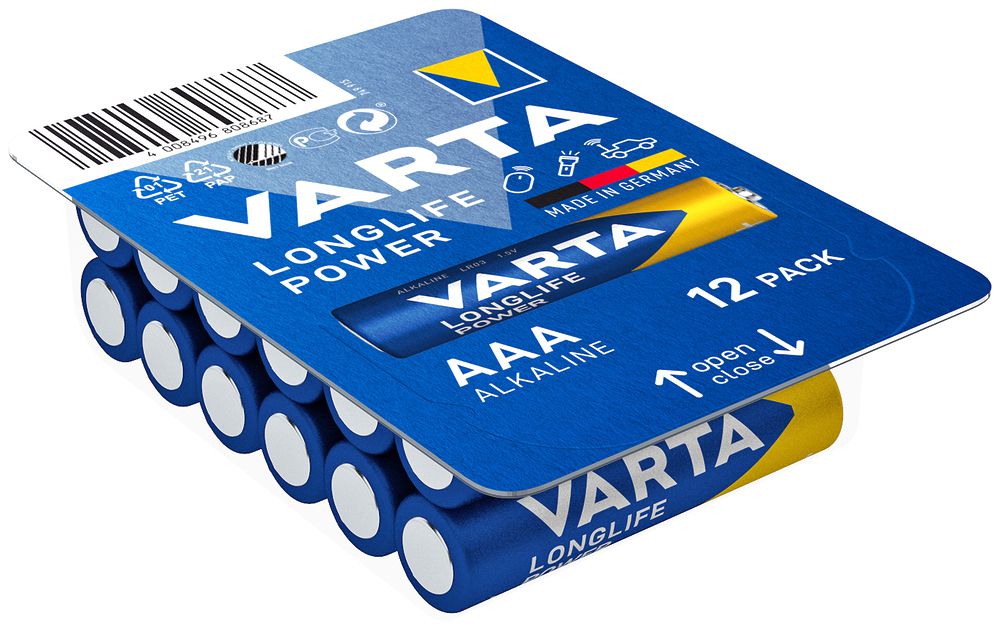 Pila alcalina VARTA Longlife Power AAA pacchetto a 12 pezzi