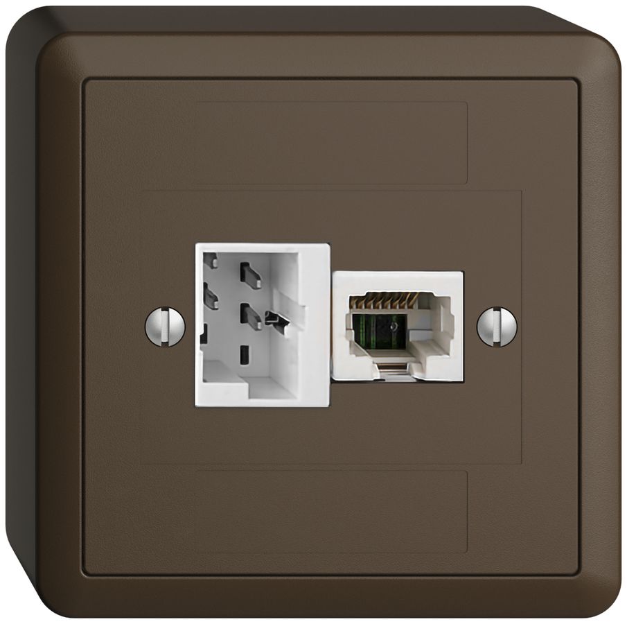 AP-Dose 1×T+T,1×RJ45/u 4P EDIZIOdue coffee ITplus ITM