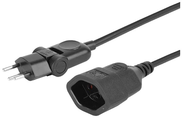 Câble de rallonge A. Steffen PVC 10A 250V 3×1mm² type 12 ↔ type 13 0.5m noir