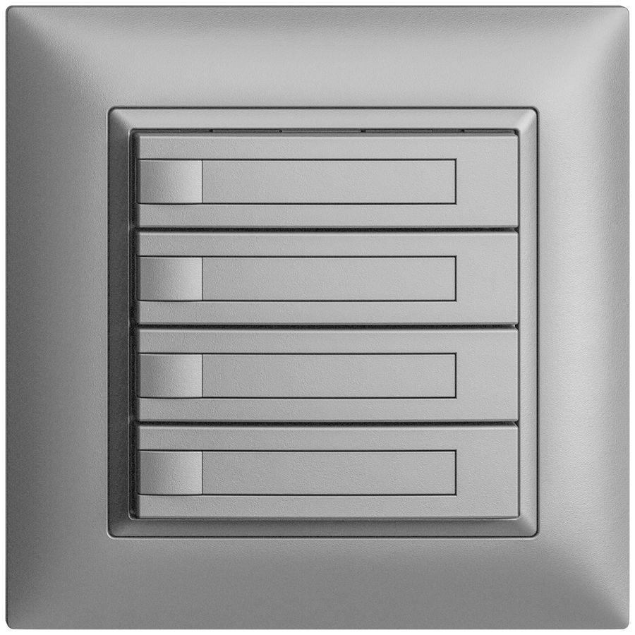 Poussoir ENC KNX 4× EDIZIOdue silver RGB sans LED avec insert papier