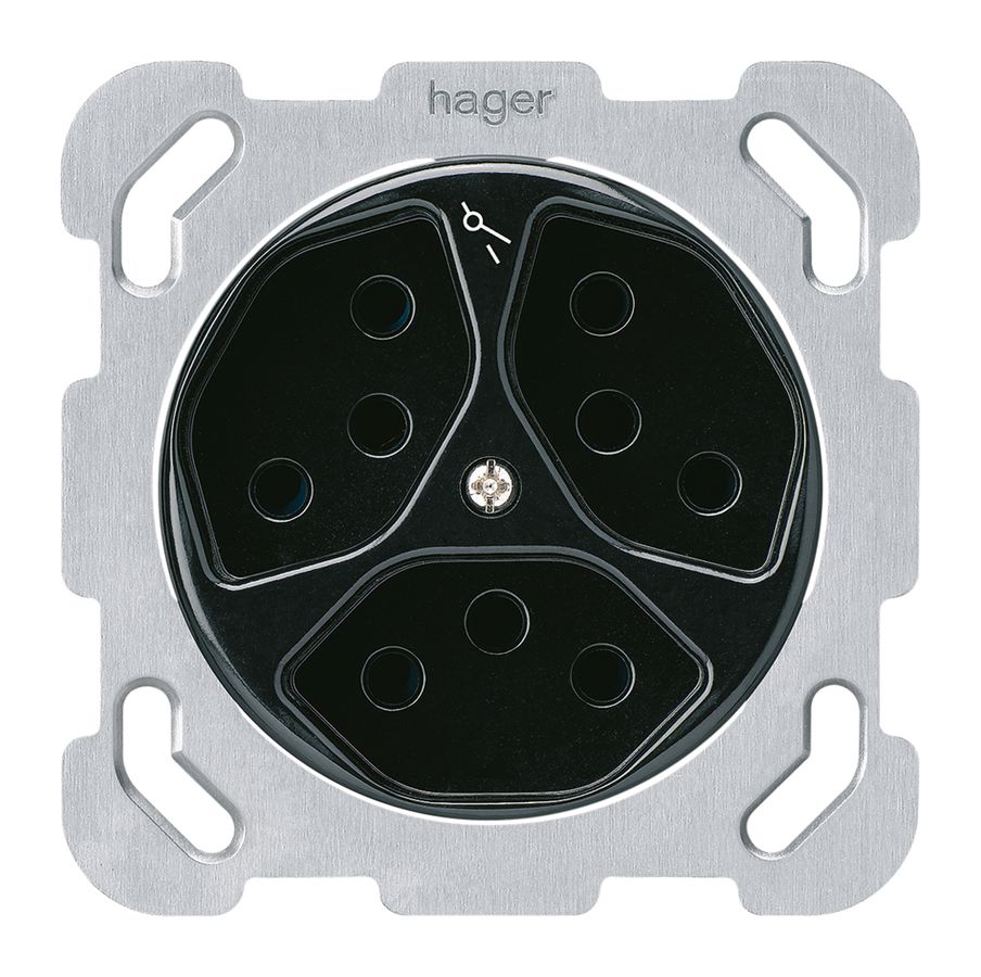 Einsatz zu UP-Steckdose basico 3×Typ 13/1 schwarz mit Kinderschutz