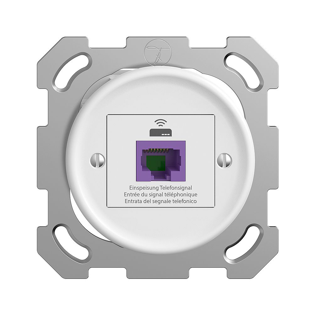 Prise de retour ENC STANDARDdue QM 1×RJ45 p.Swisscom VoIP, 8 pôles, UTP, blanc