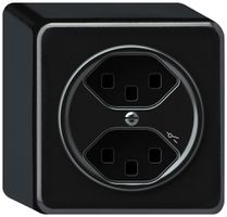 Prise AP origin 2×type 23 1×S 16A 230V 88×88×54mm noir