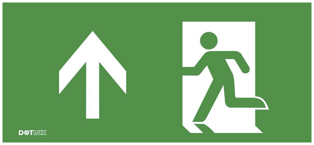 Pictogramme DOTLUX, avec flèche vers le haut, p.luminaire d.secours LED EXITflat