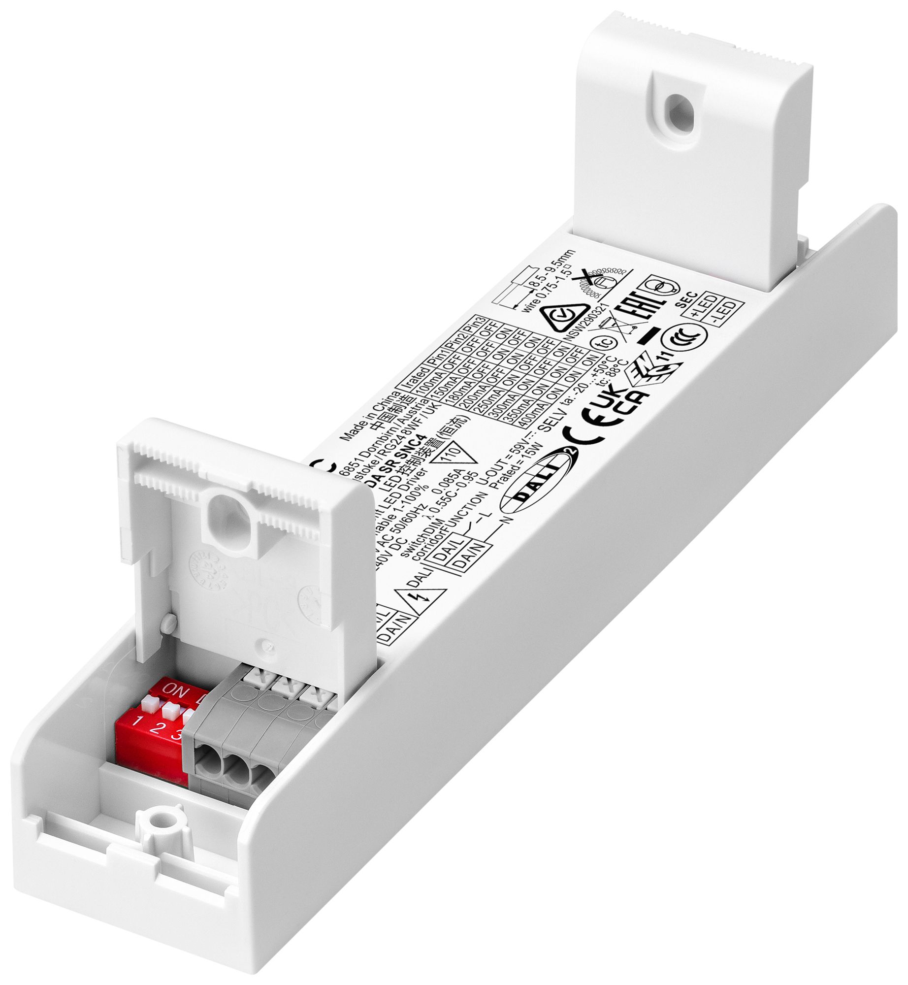 Alimentation LED Tridonic LC SNC4 1…15W 59V 100…400mA DALI2 144×30×21mm