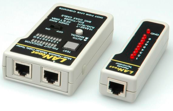 Kabeltester Multi-Network HOBBES für RJ45 geschirmt mit BNC-Adapt.