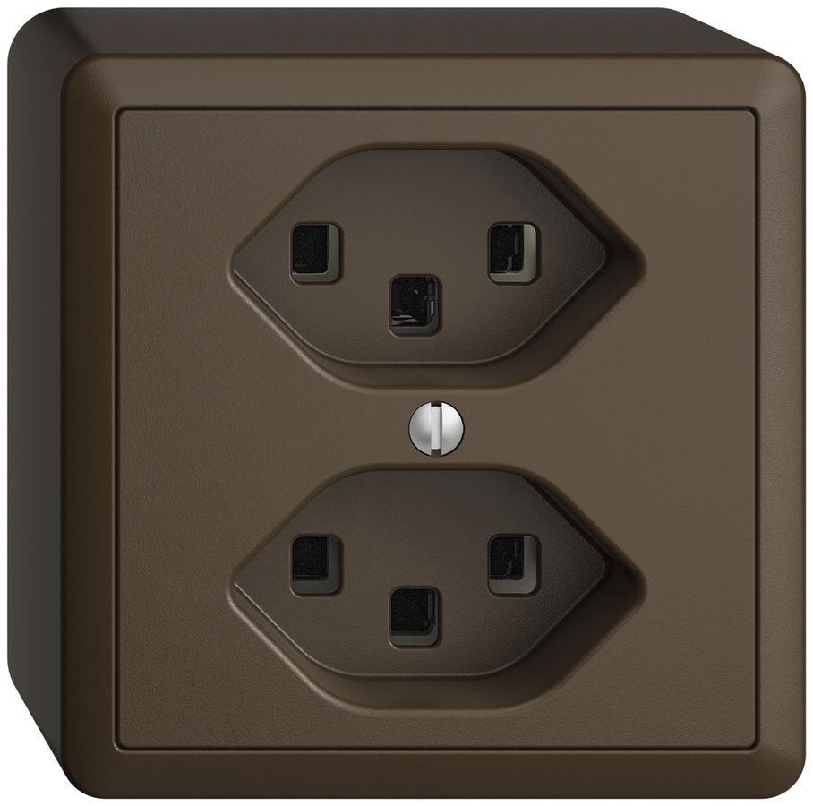 AP-Steckdose 2×T23 16A EDIZIOdue coffee, mit Steckklemmen