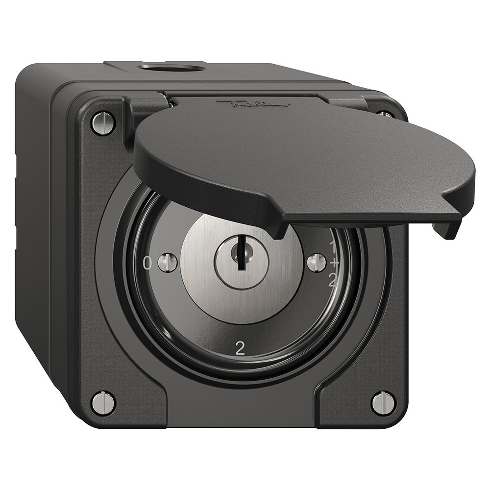 Interrupteur rotatif NAP NEVO, 1/1 L, avec serrure&2 clés, KS, 0-1-1+2-2, noir