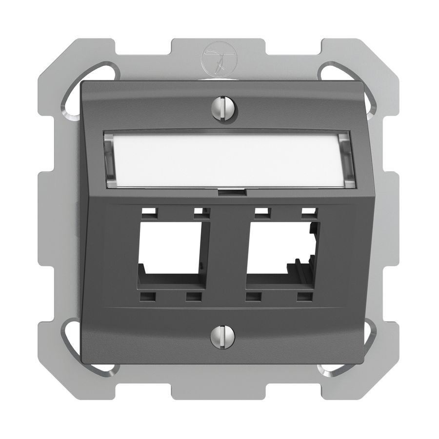 Kit montaggio ENC Edue, con cappa di uscita obliqua, per 2×RJ45, grigio scuro