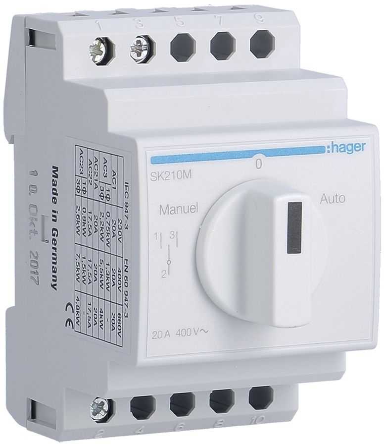 Interruttore rotativo AMD Hager 20A 400V 0Ch 0R 1 invertitore 3UM Manuel-0-Auto