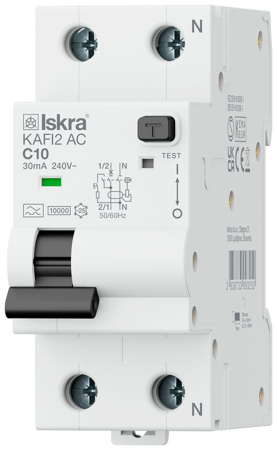 Fehlerstrom-/Leitungsschutzschalter ISKRA KAFI2 2P Charakt.C 10A 0.03A Typ A 2TE