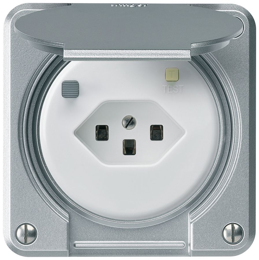 UP-FI-Steckdose robusto C T23 30mA aluminium