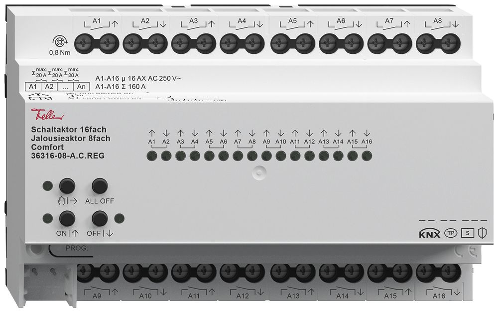 Actionneur de commutation 16×/jalousie 8× AMD Comfort, 4mA, 250V, 16A, 8UM
