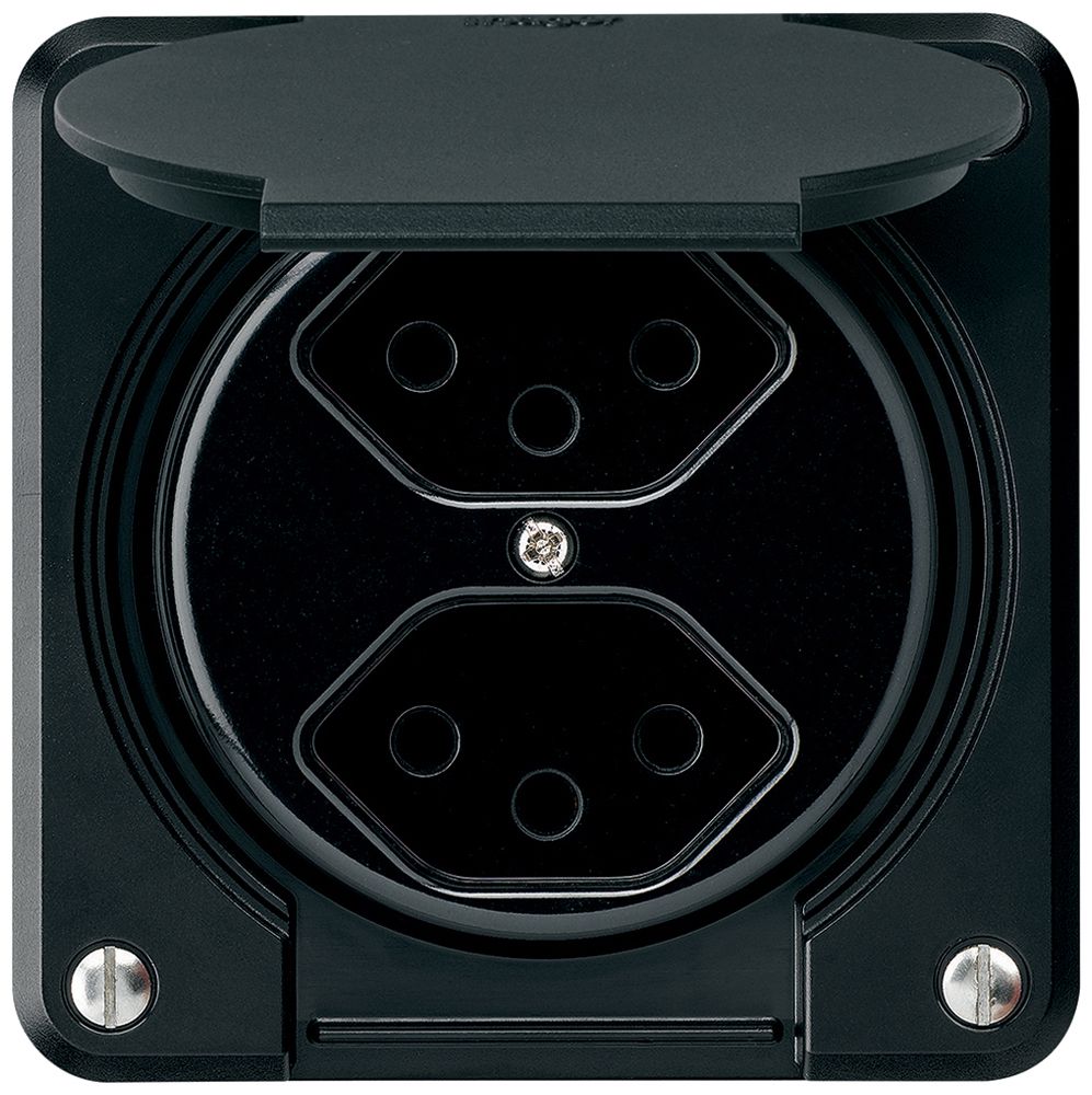 UP-Steckdose robusto 2×Typ 13 schwarz für Kombination