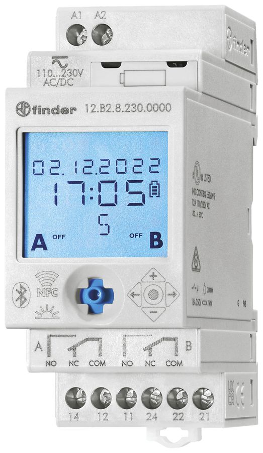 Timer astro/settimanale AMD Finder 12.B2, 2C 16A 110…230VUC BT/NFC 2UM