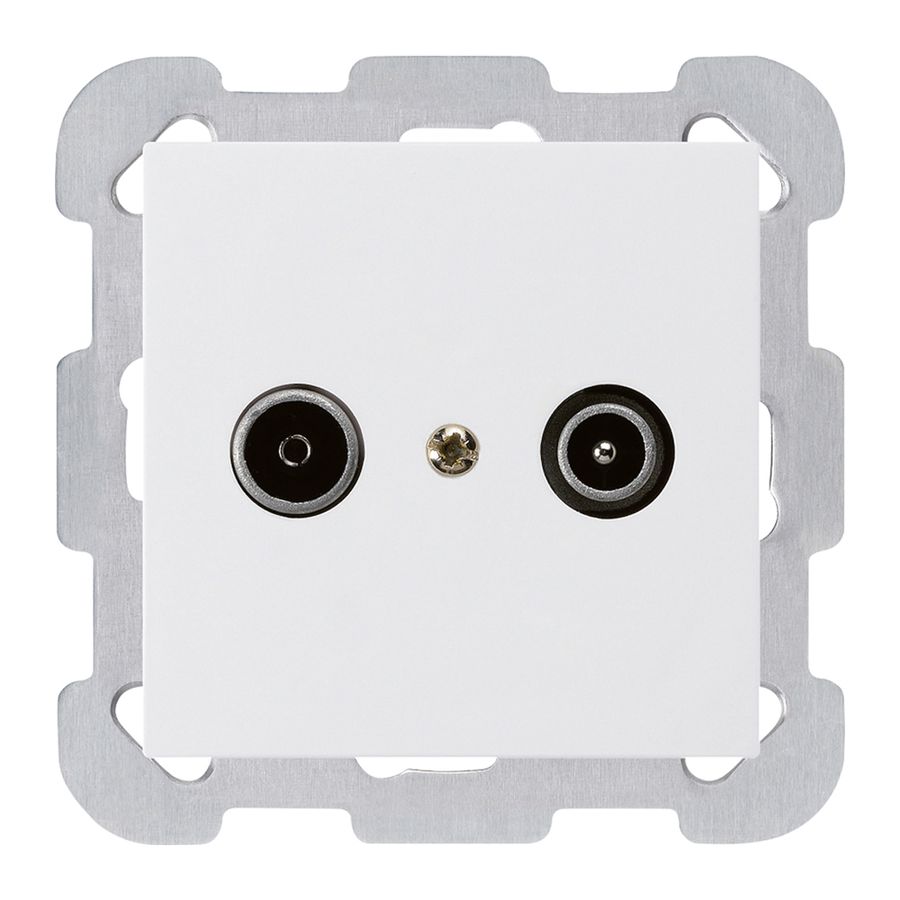 Prise de passage ENC kallysto R/TV 19dB blanc avec plaque de fixation