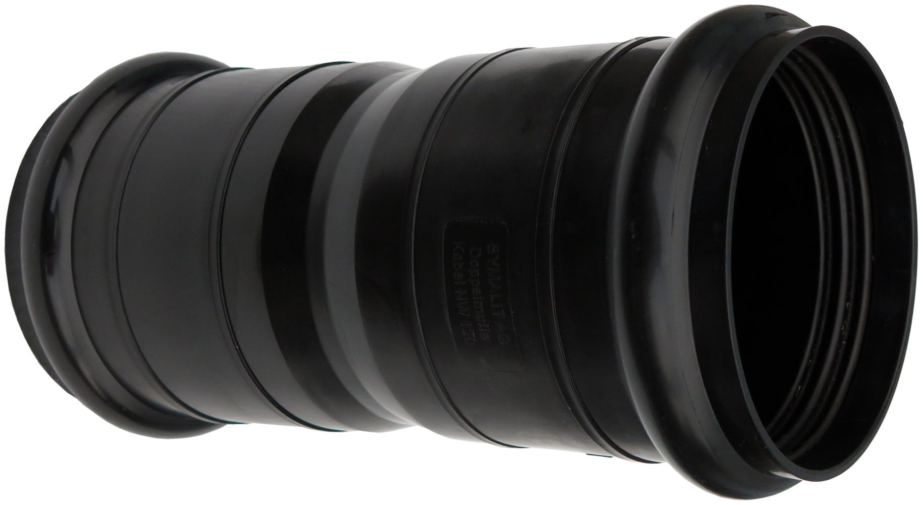 Doppelsteckmuffe 163/148 schwarz mit Sicke und Dichtungen KRDM