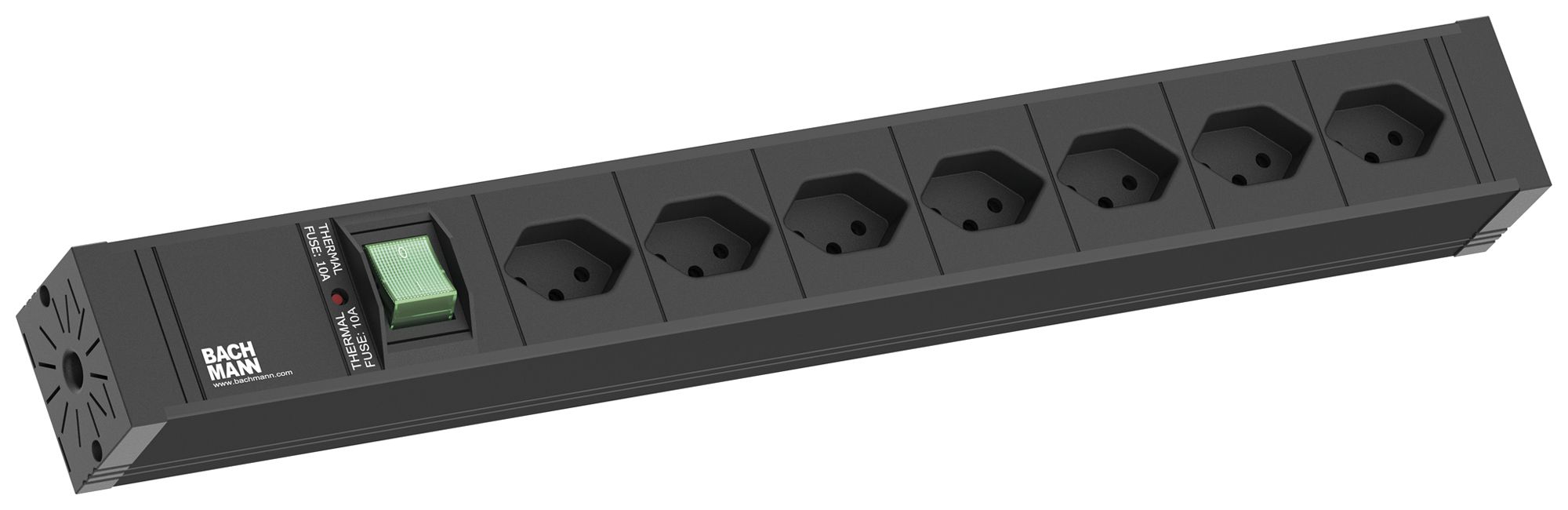 Steckdosenleiste BACHMANN 7×T13 2m mit Schalter schwarz