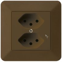 UP-Steckdose kallysto.trend 2×T13/1 braun mit Kinderschutz