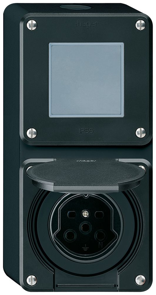 Combi AP 2×1 HA robusto schema 3/tipo 15 morsetti a innesto con coperchio nero