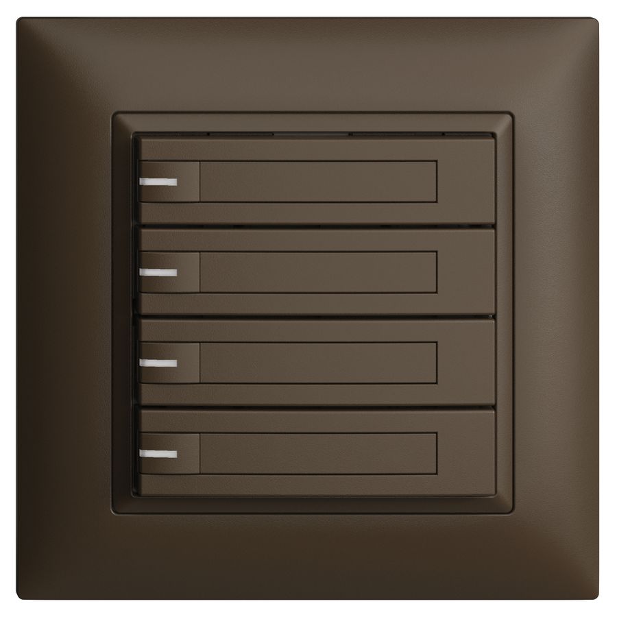 Poussoir KNX RGB ENC EDUE FMI, 250mW, a.LED RGB, papier, 4×pouss., 1×touche, cof