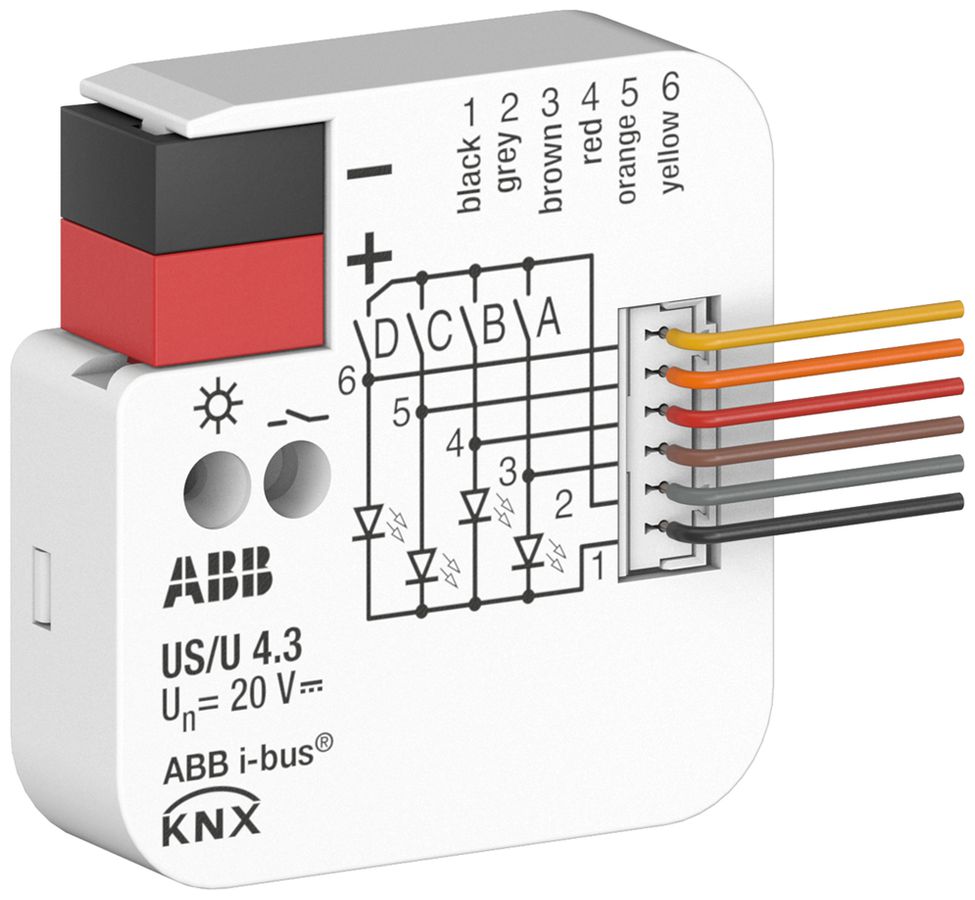 EB-Ein-/Ausgangs-Modul KNX ABB US/U4.3 4-Kanal 20VDC 40×39×12mm