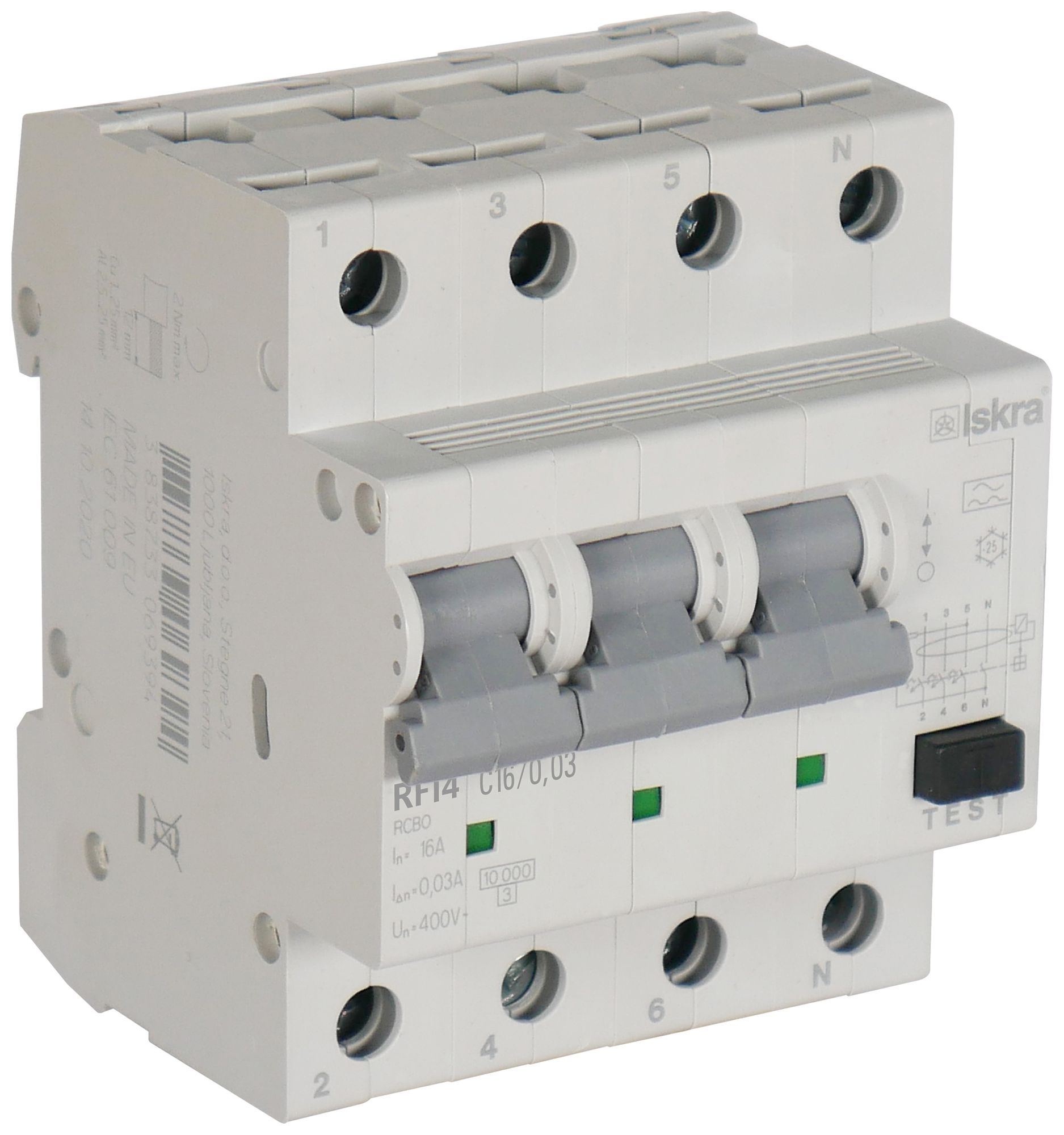 Disgiuntore differenziale ISKRA RFI4 4P caratteristica C 16A 0.03A tipo A 4UM