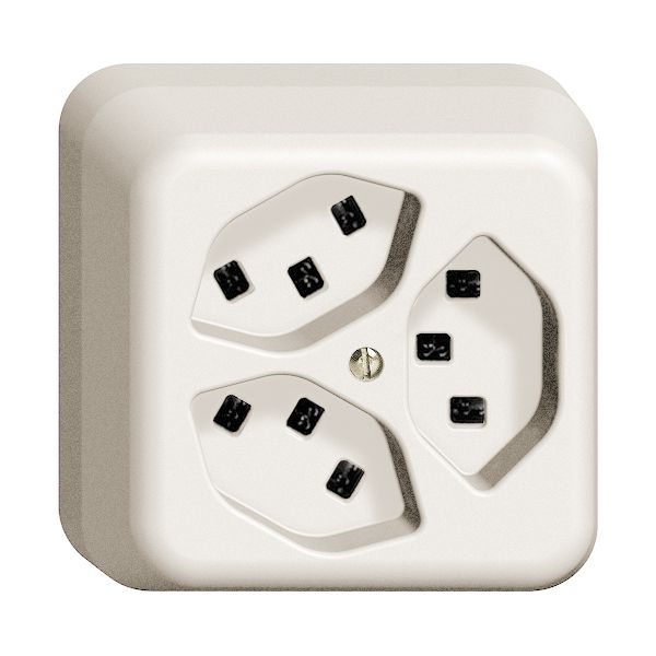 Prise AP 3×T23 16A blanc FH, avec bornes enf.