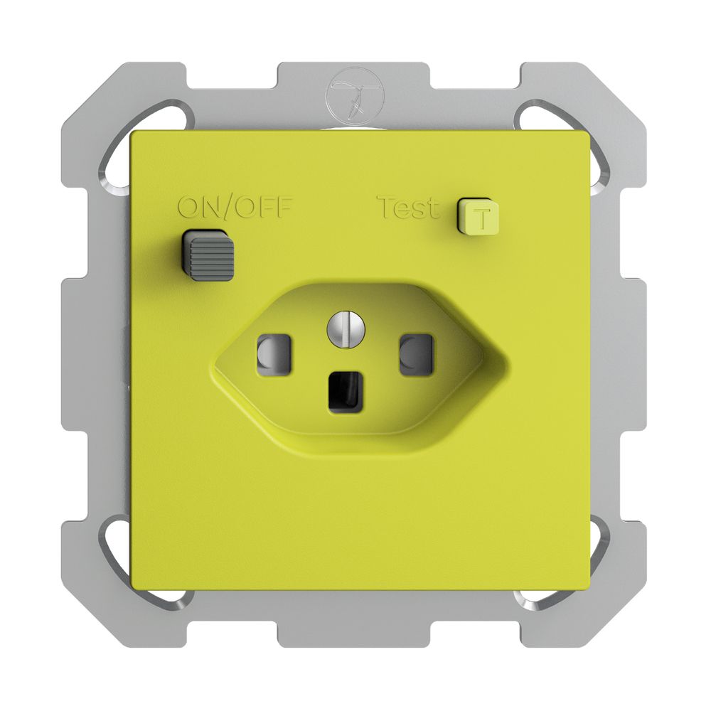 UP-Steckdose EDIZIOdue T23 FI 30mA FM, shutter, lemon