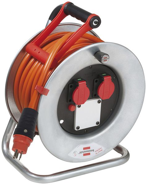 Enrouleur de câble BAT SK 320 Ø320mm 25m 5×2.5mm² 2×T23 2×T25 acier gris IP44